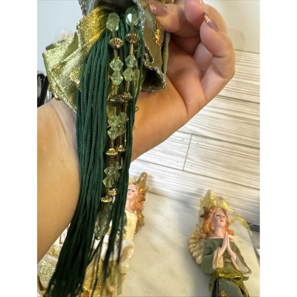 4 Christmas Tree Ornaments Praying 7inch Angels with ribbon and tassels - Picture 6 of 7